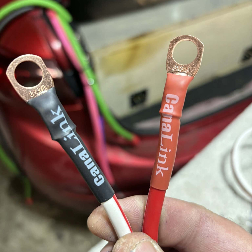 Copper Ring Terminals (per pair with 1 red and 1 black heat shrink)